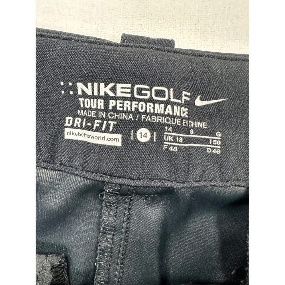 Nike‎ Golf Tour Performance Pants Women 14 Black Dri-FIT Crop Capri Sporty Chic